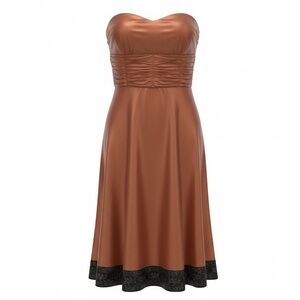 Elegant Strapless Satin Dress in Copper